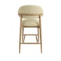 Set of 3 Cream Upholstered Curved Kitchen Stools with Limewash Solid Wood Exposed Back - Kori