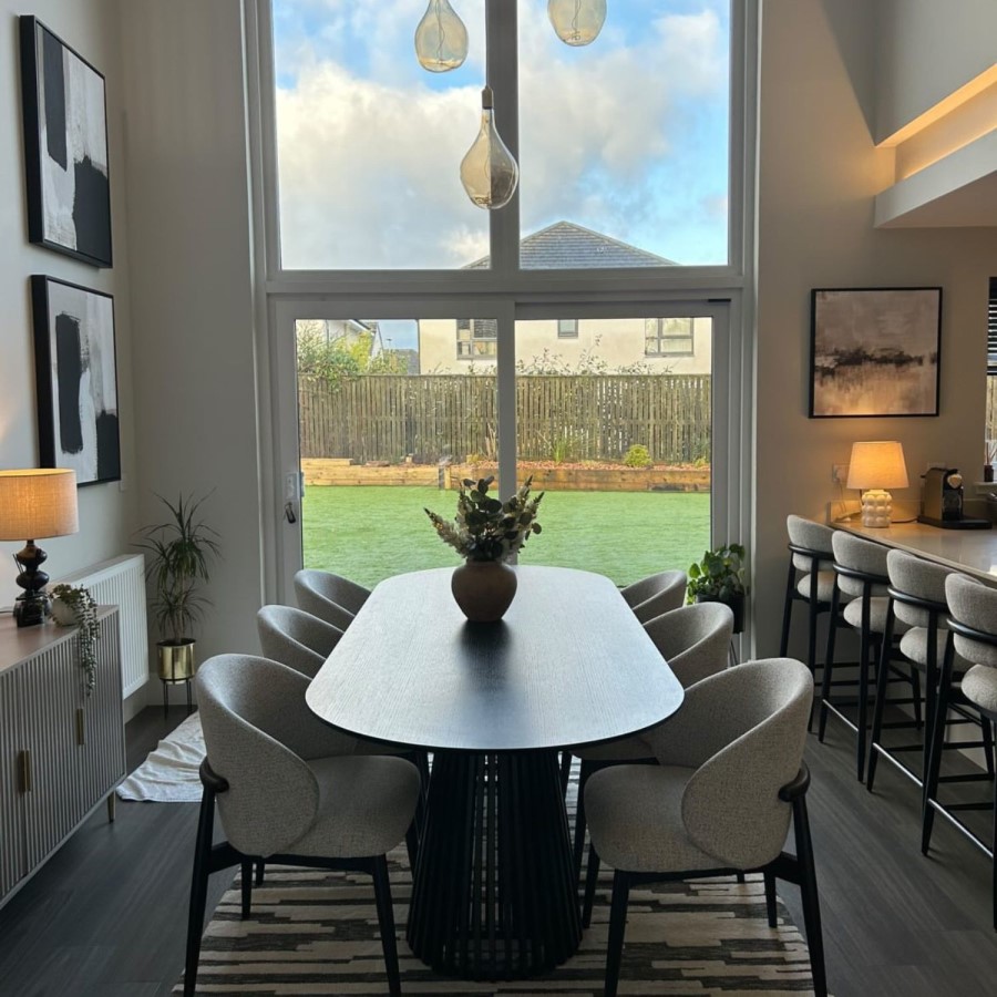Cream and Black Upholstered Curved Kitchen Stool With Wooden Exposed Back - Kori
