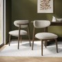 Walnut and Beige Upholstered Curved Dining Chair with Solid Wood Open Back - Kori