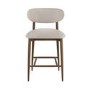 Walnut and Beige Upholstered Curved Kitchen Stool with Solid Wood Open Back - Kori