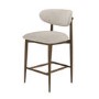 Walnut and Beige Upholstered Curved Kitchen Stool with Solid Wood Open Back - Kori