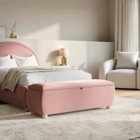 Pink Velvet Ottoman Storage Blanket Box 124cm - Lacey