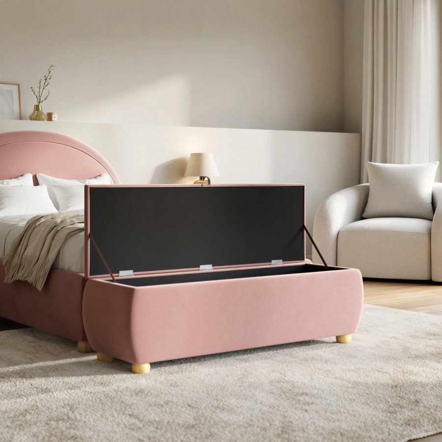 Pink Velvet Ottoman Storage Blanket Box 124cm - Lacey