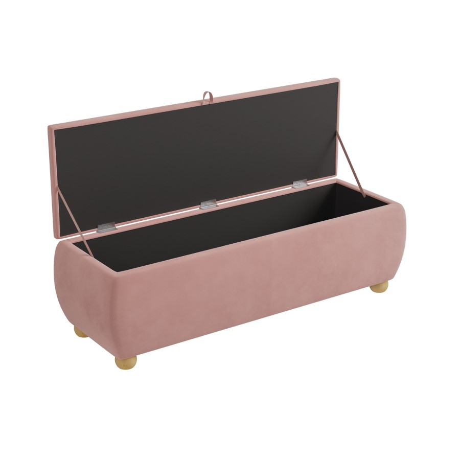 Pink Velvet Ottoman Storage Blanket Box 124cm - Lacey