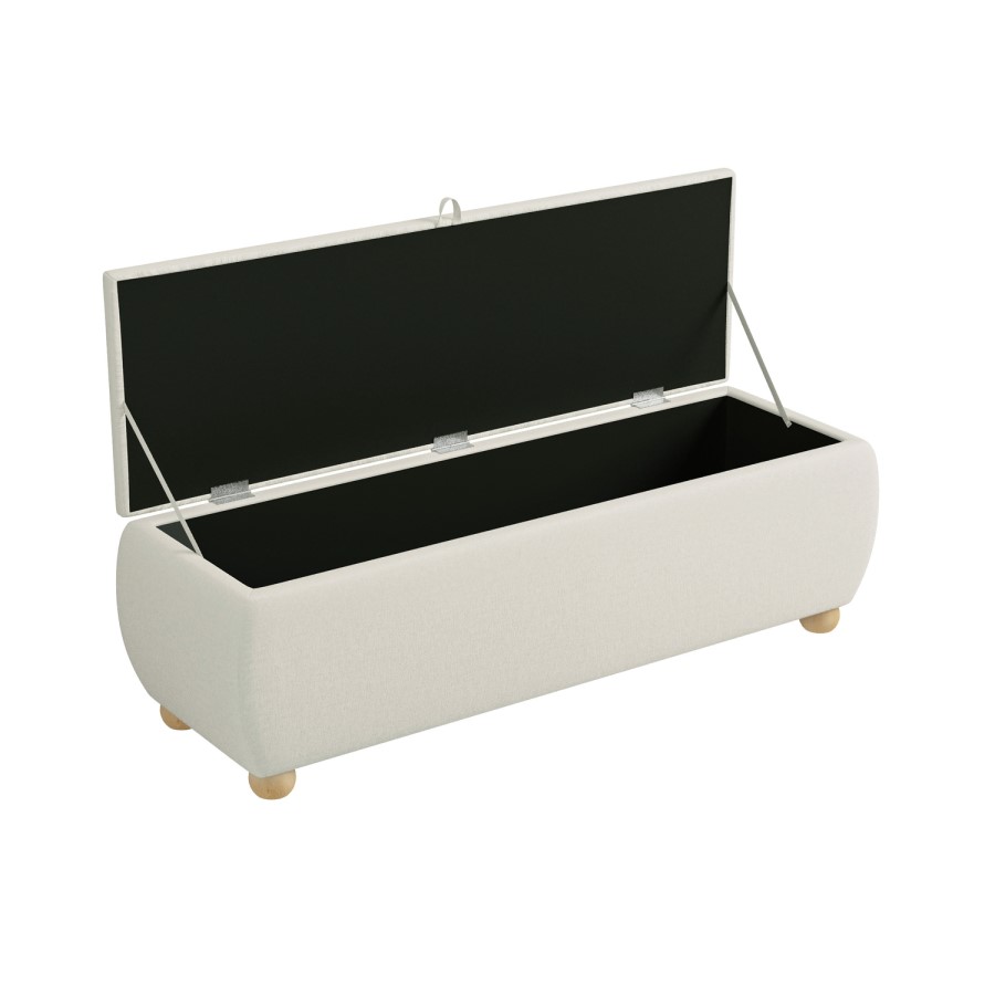 Cream Upholstered Ottoman Storage Blanket Box 124cm - Lacey