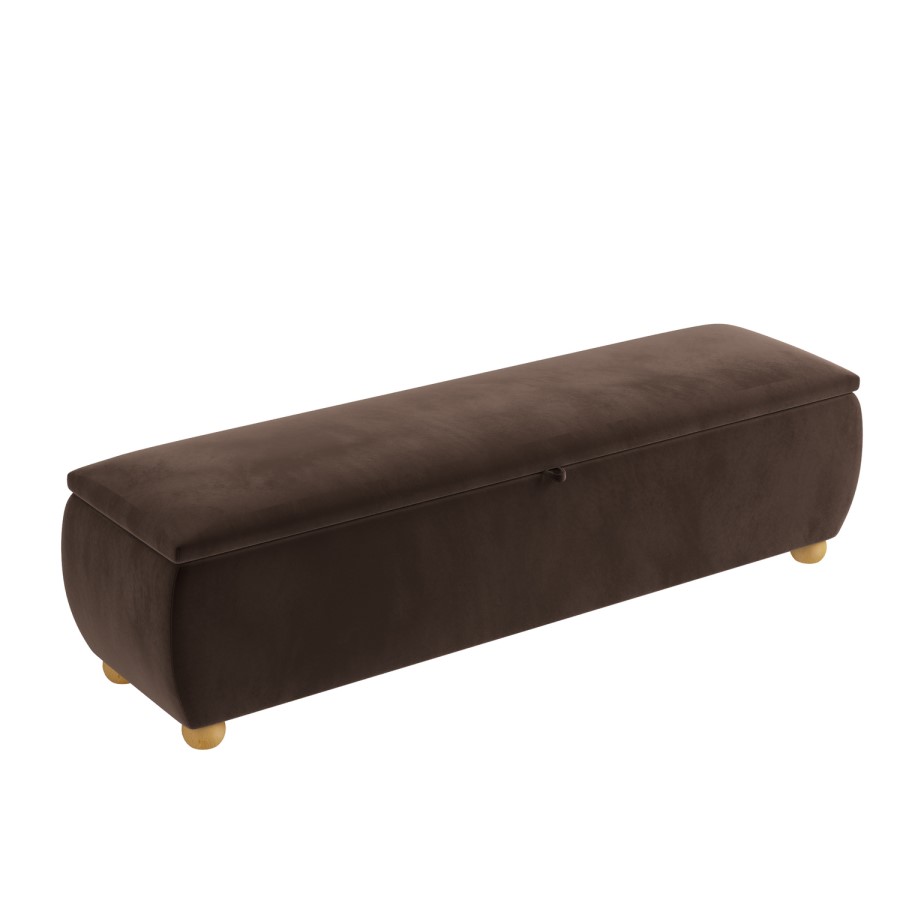 Brown Velvet Ottoman Storage Blanket Box 150cm - Lacey