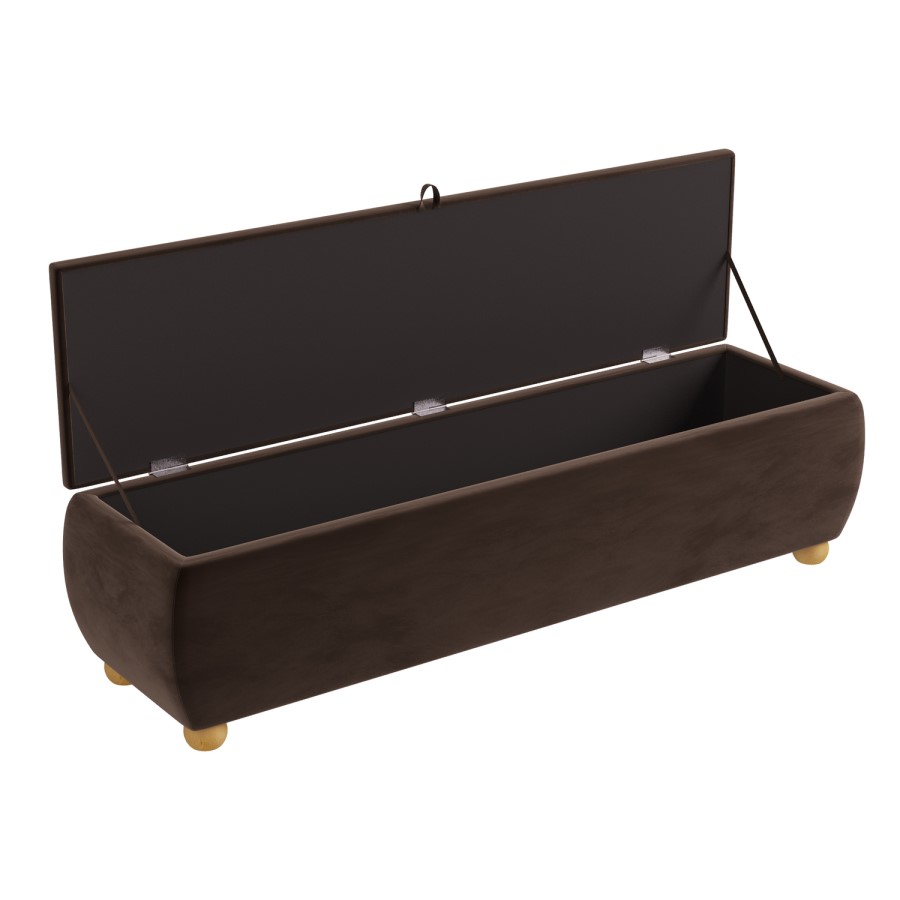 Brown Velvet Ottoman Storage Blanket Box 150cm - Lacey
