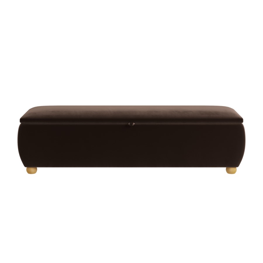 Brown Velvet Ottoman Storage Blanket Box 150cm - Lacey