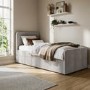 Grey Velvet Single Guest Bed with Trundle - Layla
