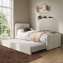 Cream Velvet Single Guest Bed with Trundle and 1 Mattress - Layla