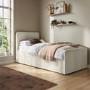 Cream Velvet Single Guest Bed with Trundle and 1 Mattress - Layla