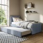 Blue Velvet Single Guest Bed with Trundle - Layla