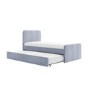 Blue Velvet Single Guest Bed with Trundle and 1 Mattress - Layla