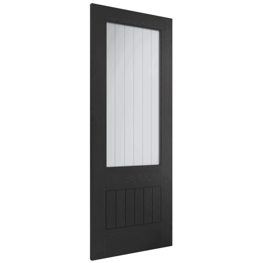 Internal Black Half-Glazed Cottage Door with Clear Etched Glass - 1981 x 762 x 35mm - Suffolk - XL Joinery