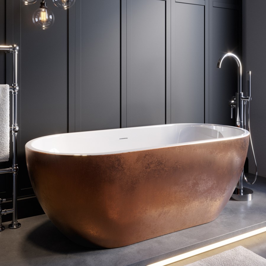 Copper Effect Freestanding Double Ended Bath 1650 x 750mm - Lisbon