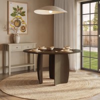 Round Walnut Curved Leg Dining Table - Seats 6 - Leona