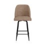 Set of 4 Beige Faux Leather Swivel Kitchen Stools - Logan