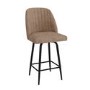 Set of 4 Beige Faux Leather Swivel Kitchen Stools - Logan