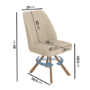 Set of 4 Beige Upholstered Swivel Dining Chairs with Walnut Effect Legs - Logan