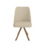Set of 4 Beige Upholstered Swivel Dining Chairs with Walnut Effect Legs - Logan