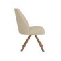 Set of 4 Beige Upholstered Swivel Dining Chairs with Walnut Effect Legs - Logan