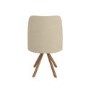 Set of 4 Beige Upholstered Swivel Dining Chairs with Walnut Effect Legs - Logan
