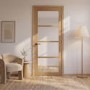 Internal Oak Laminate Glazed Industrial Style Door with Clear Glass - Pre-Finished - 1981 x 762 x 35mm - Brent - XL Joinery
