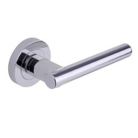 Internal Silver Polished Chrome Lever Fire Door Handle with Latch and Hinges Pack - 65mm Latch - Loire - XL Joinery