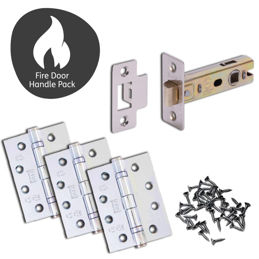 Internal Silver Polished Chrome Lever Door Handle with Latch and Hinges Pack - 75mm Latch - Loire - XL Joinery