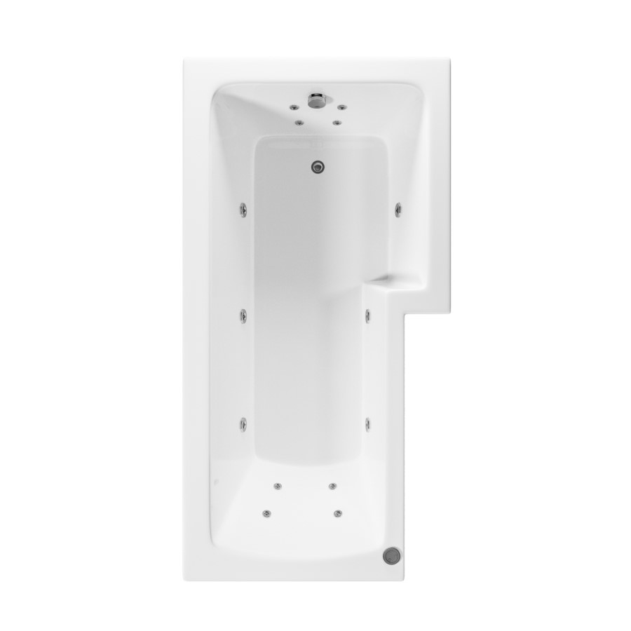 L Shape Whirlpool Spa Shower Bath, Right Hand 1700 x 850mm - Lomax