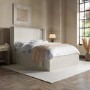 Cream Upholstered Double Ottoman Bed with Winged Headboard - Loxley