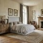 Grey Upholstered Double Ottoman Bed with Winged Headboard - Loxley