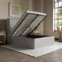 Grey Upholstered Small Double Ottoman Bed with Winged Headboard - Loxley