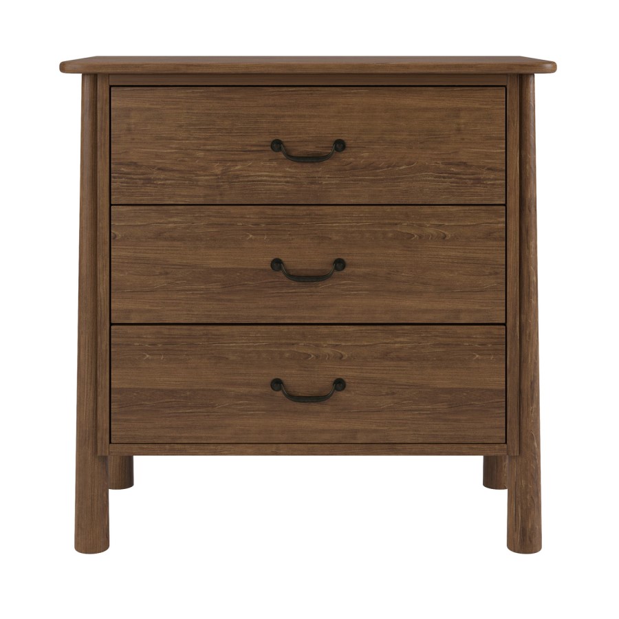 Walnut 3 Drawer Chest of Drawers - Loretta