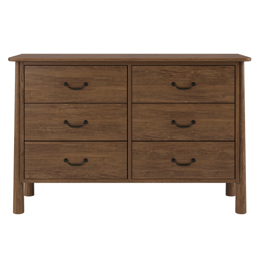 Large Walnut 6 Drawer Chest of Drawers - Loretta