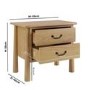 Wide Light Wood 2 Drawer Bedside Table - Loretta