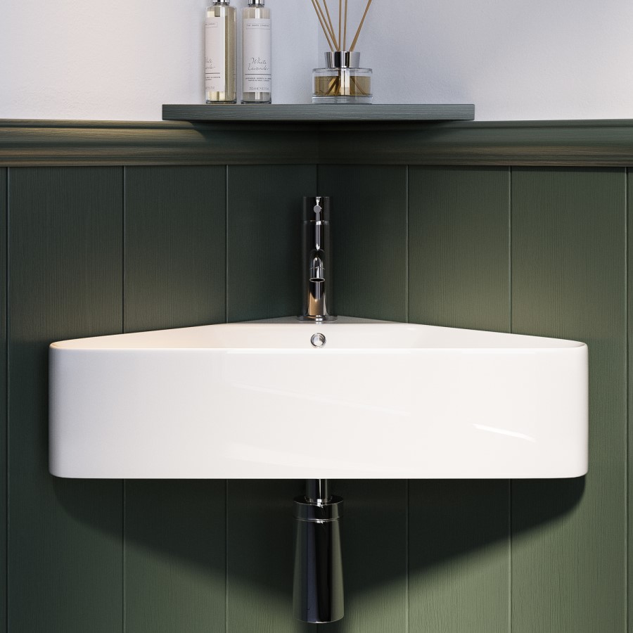 White Wall Hung Corner Basin 560mm - Luca