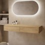 1200mm Oak Wood Effect Wall Hung Double Countertop Vanity Unit - Lugo