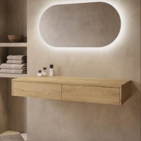 1200mm Oak Wood Effect Wall Hung Double Countertop Vanity Unit - Lugo