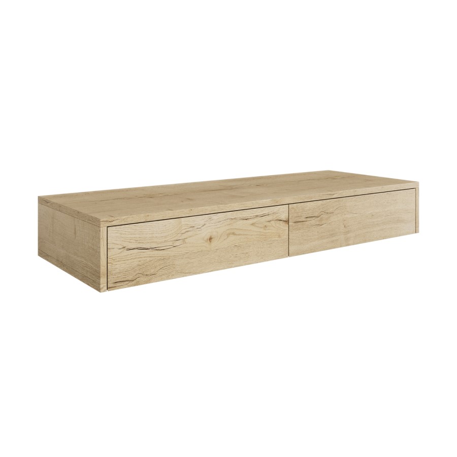 1200mm Oak Wood Effect Wall Hung Double Countertop Vanity Unit - Lugo