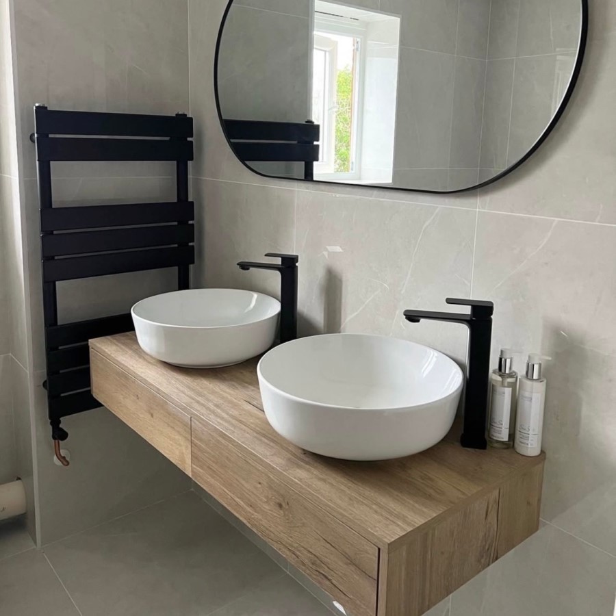 1200mm Oak Wood Effect Wall Hung Double Countertop Vanity Unit - Lugo