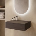 A1/LUGOW600 GRADE A1 - 600mm Walnut Wood Effect Wall Hung Countertop Vanity Unit - Lugo