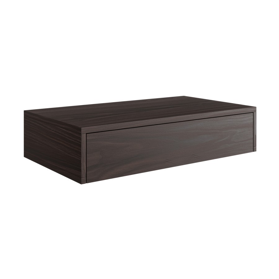 800mm Walnut Wood Effect Wall Hung Countertop Vanity Unit - Lugo