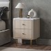 Taupe 2-Drawer Marble Top Fluted Bedside Table - Lucia