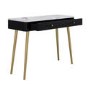 Black Marble Effect Top Fluted Dressing Table with Drawers - Lucia