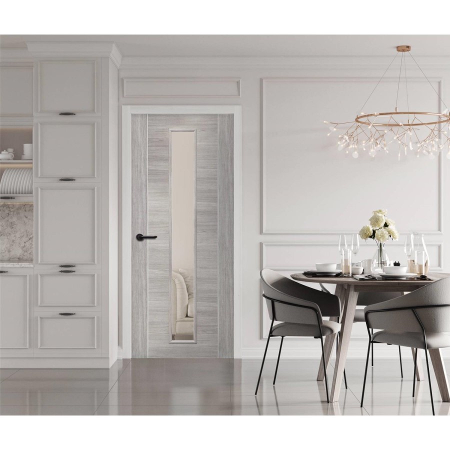 Internal Grey Laminate Glazed Door with Clear Glass - Pre-Finished - 2040 x 726 x 40mm - Forli - XL Joinery