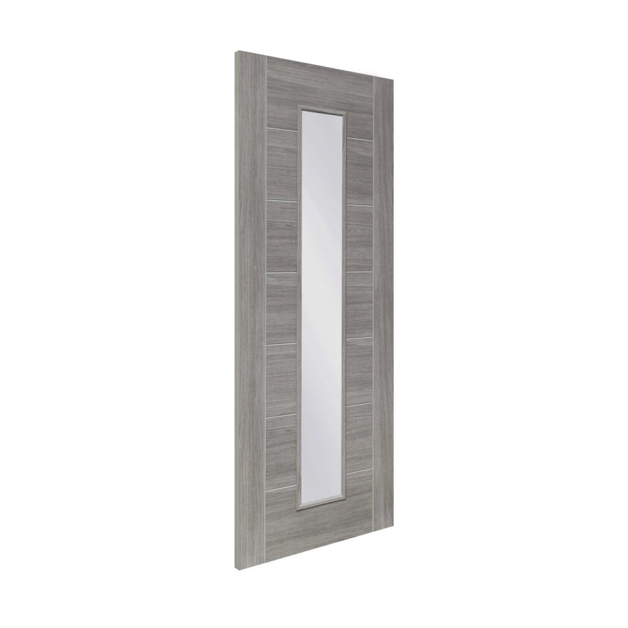 Internal Grey Laminate Glazed Door with Clear Glass - Pre-Finished - 2040 x 726 x 40mm - Palermo - XL Joinery