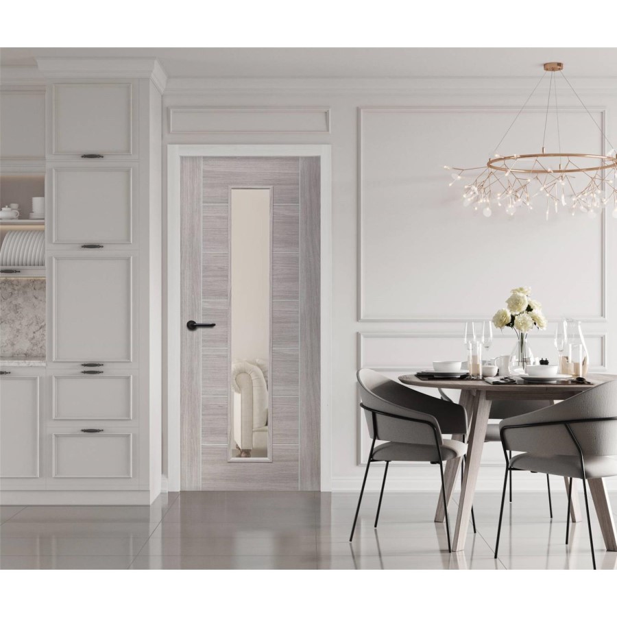 Internal Grey Laminate Glazed Door with Clear Glass - Pre-Finished - 2040 x 726 x 40mm - Palermo - XL Joinery