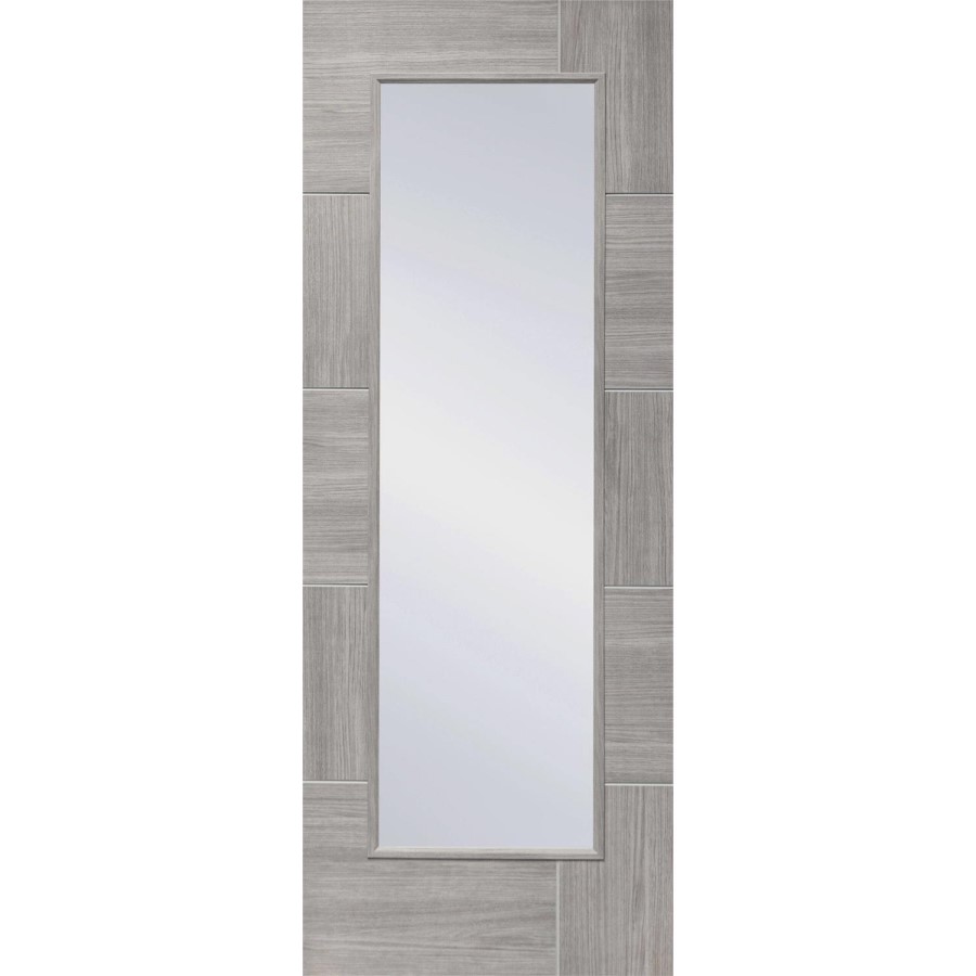 Internal Grey Laminate Fully-Glazed Door with Clear Glass - Pre-Finished - 1981 x 610 x 35mm - Ravenna - XL Joinery