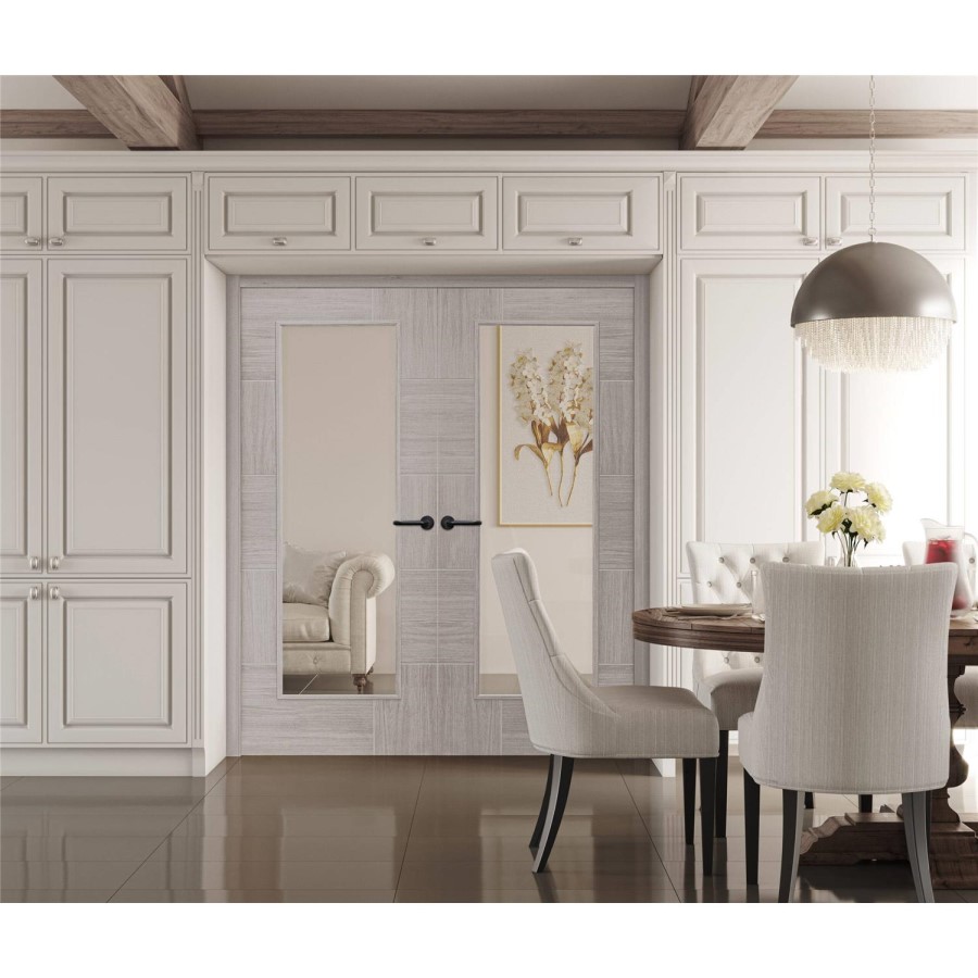 Internal Grey Laminate Fully-Glazed Door with Clear Glass - Pre-Finished - 1981 x 838 x 35mm - Ravenna - XL Joinery